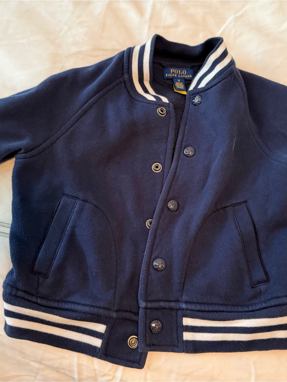 Polo by Ralph Lauren Navy and White Kids Baseball Jacket